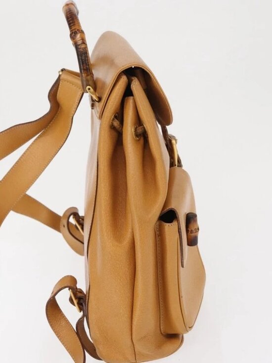 GUCCI Bamboo Backpack Leather Brown Gold main image 11